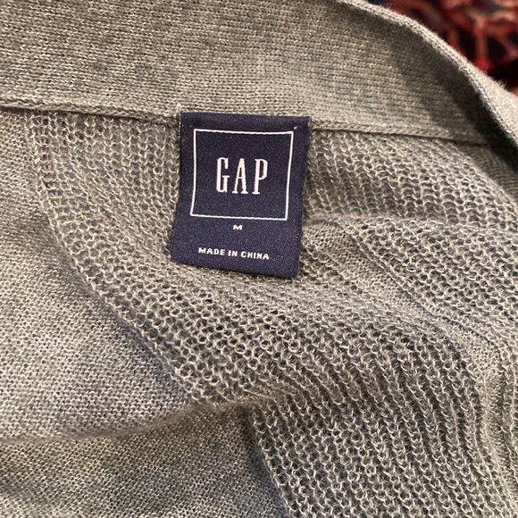 GAP long fine knit lots linen mix cardigan jacket with pockets green size M - Picture 11 of 16